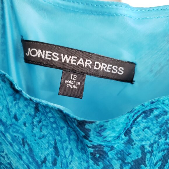 BNWoT JONES WEAR dreamy boho fit flare vivid turquoise paisley tiered maxi (12) - Picture 5 of 9